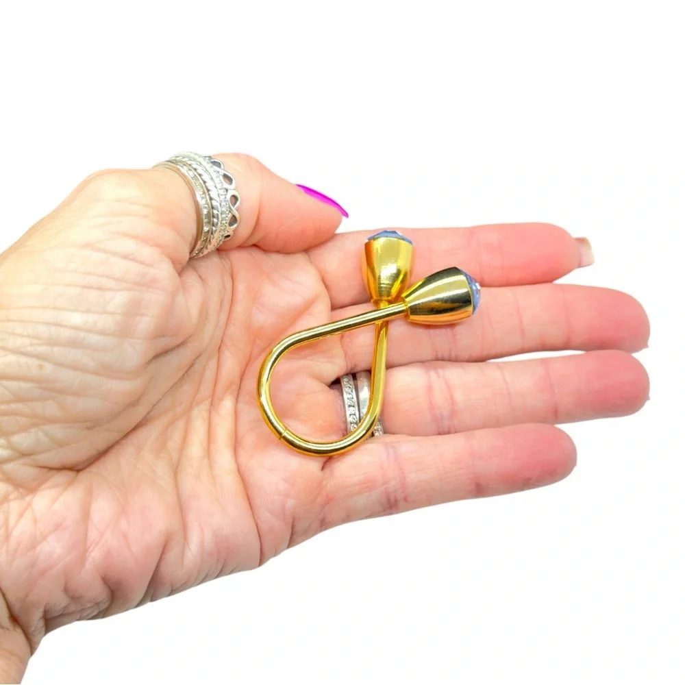 Vintage Gold Tone & Blue Crystal Key Holder - Picture 5 of 5